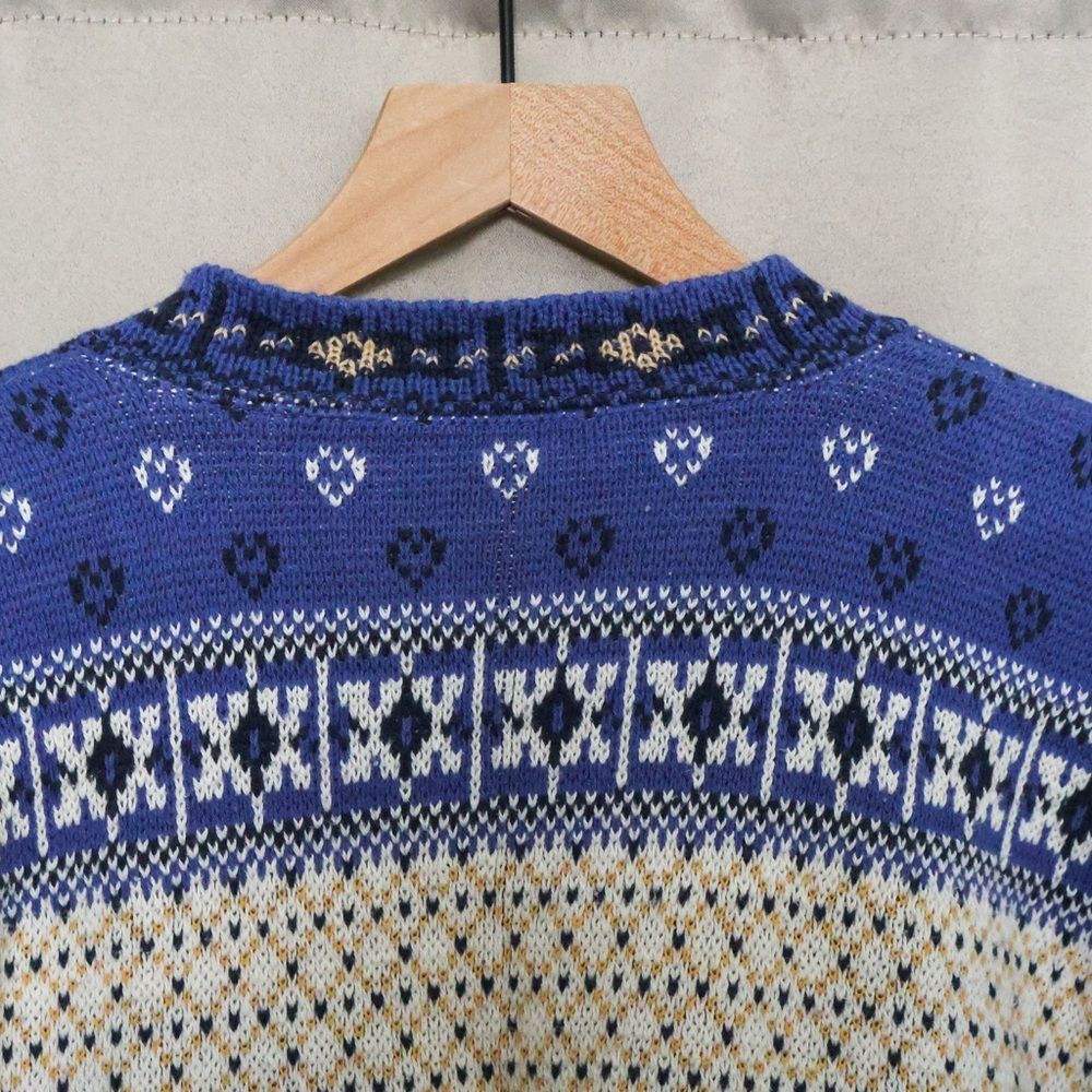 90s Fair Isle Patchwork Button up Eclectic Grandpa-core Cardigan Small - Picture 5 of 7